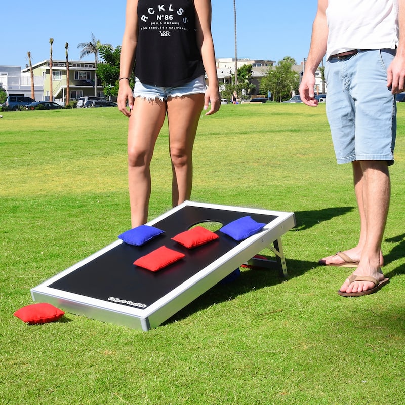 GoSports Superior Aluminum Frame Cornhole Bean Bag Toss Game Set