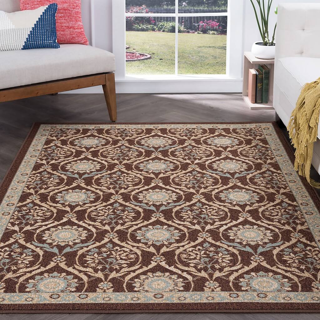 Majolica Transitional Damask Indoor Area Rug