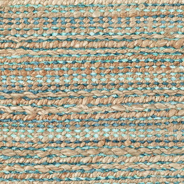 Sevita Organic Jute Geometric Area Rug, Tan and Teal