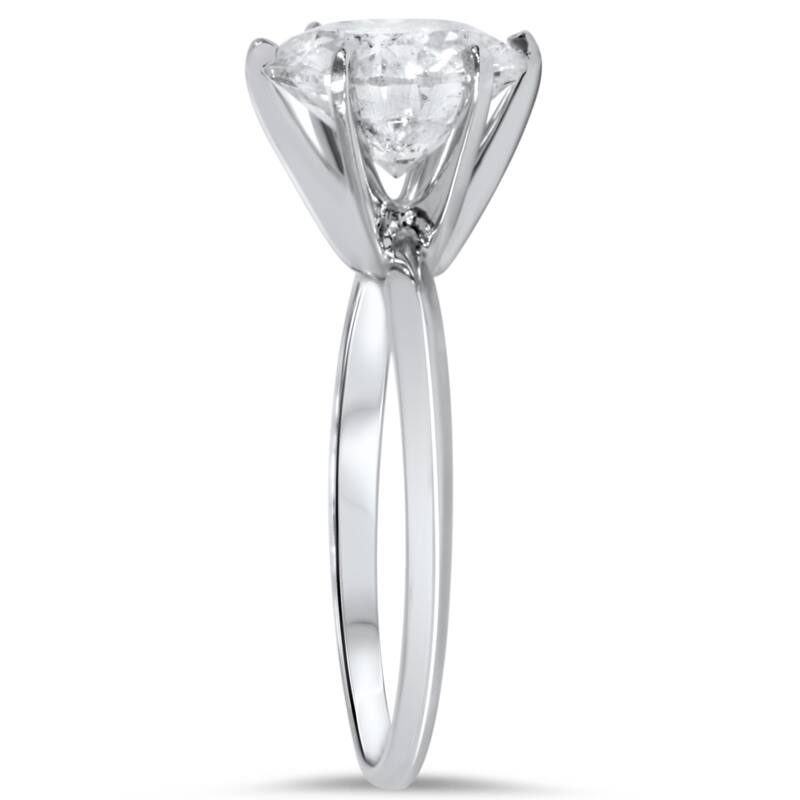 14k White Gold 3ct TDW Clarity Enhanced Round Diamond Solitaire Engagement Ring