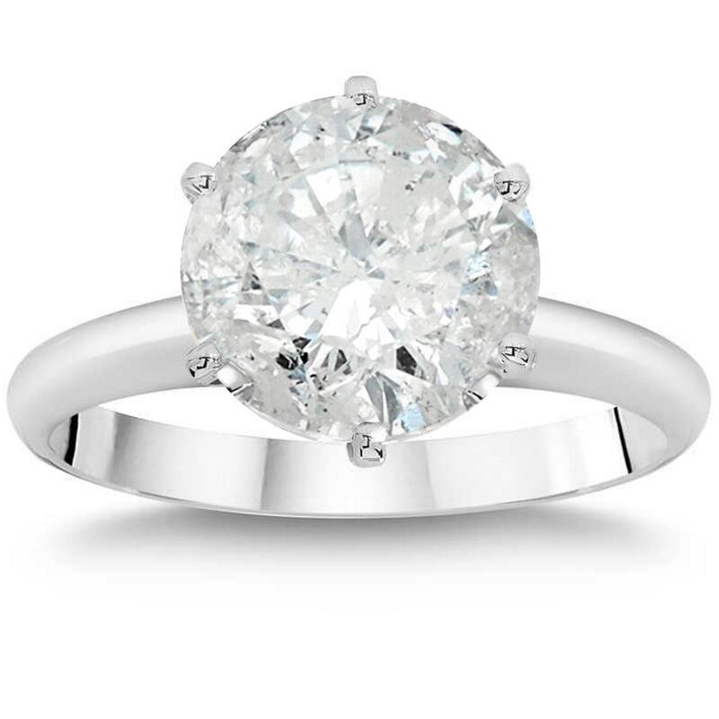 14k White Gold 3ct TDW Clarity Enhanced Round Diamond Solitaire Engagement Ring - 4
