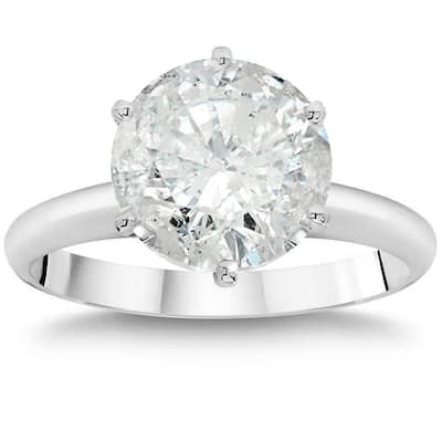 14k White Gold 3ct TDW Clarity Enhanced Round Diamond Solitaire Engagement Ring