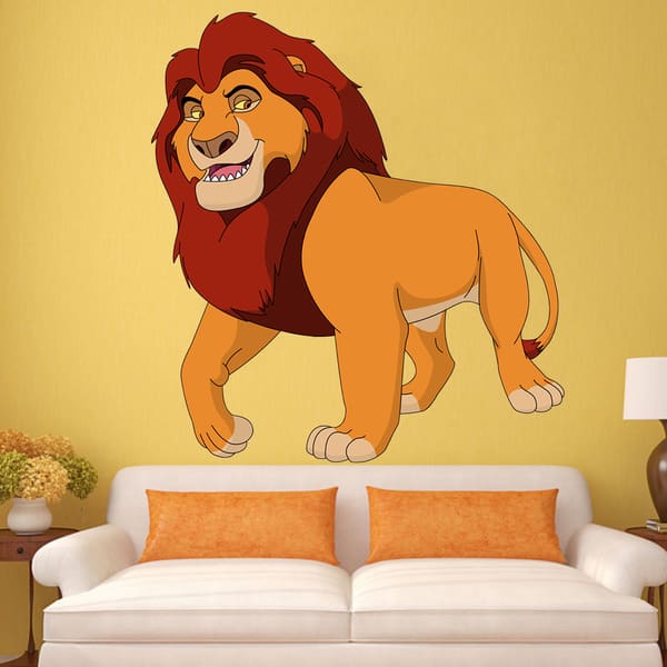 Full Color King Lion Cartoon Simba Full Color Wall Decal Sticker