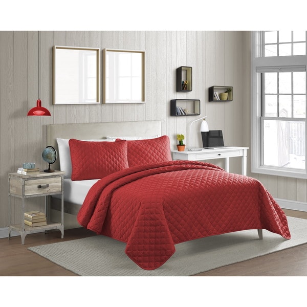 Fashionable Solid Color Diamond 3-piece Pinsonic Quilt Set