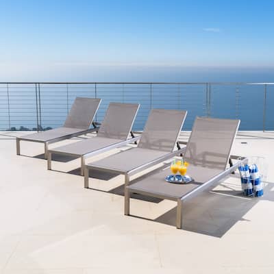 Cape Coral Outdoor Mesh Chaise Lounge (Set of 4) by Christopher Knight Home