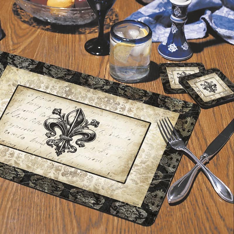 CounterArt Fleur deLis Damask Hardboard Placemat, Set of 2