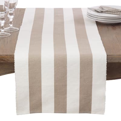 Classic Stripe Design Ribbed Cotton Table Runner