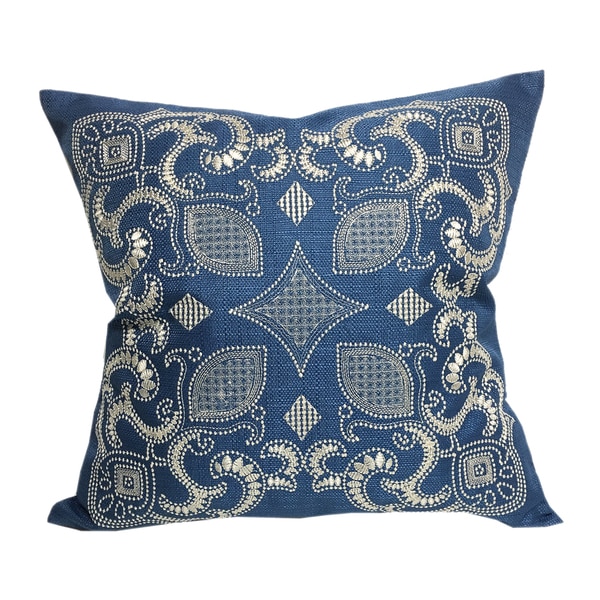 Home Accent Pillows Sapphire Blue Embroidered Throw Pillow - Overstock ...