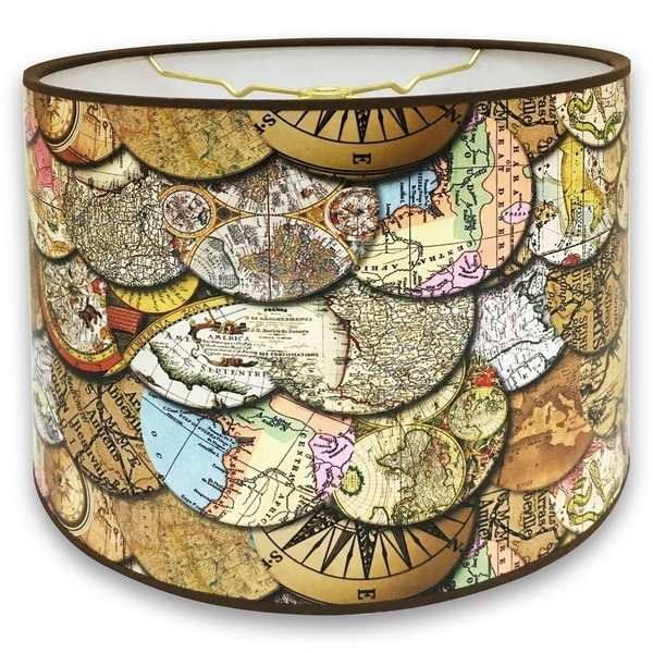 Royal Designs Vintage Old World Maps Design 10 x 10 x 8-inch Modern Trendy Decorative Handmade Lamp Shade