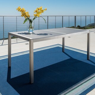 Cape Coral Outdoor Aluminum Dining Table with Tempered Glass Table Top by Christopher Knight Home