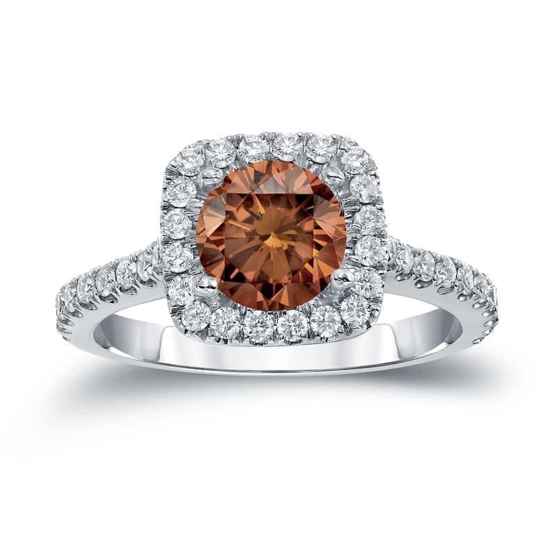 Auriya 14k Gold 1 2/5ctw Halo Brown Diamond Engagement Ring (H-I, SI1-SI2)