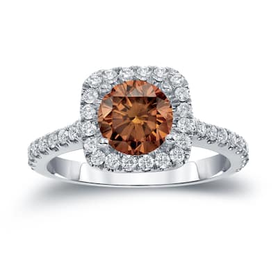 Auriya 14k Gold 1 2/5ctw Halo Brown Diamond Engagement Ring (H-I, SI1-SI2)