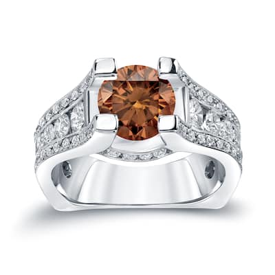 Auriya 14k Gold 3 1/4ctw Modern Brown Diamond Engagement Ring (H-I, SI1-SI2)