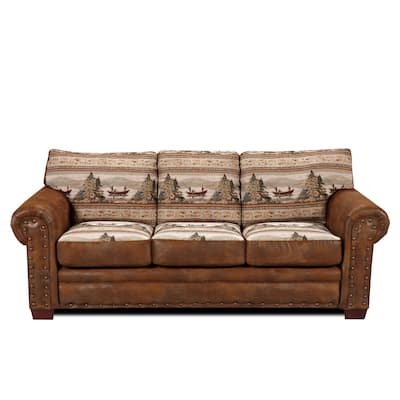Alpine Brown Rustic Lodge Sleeper Sofa