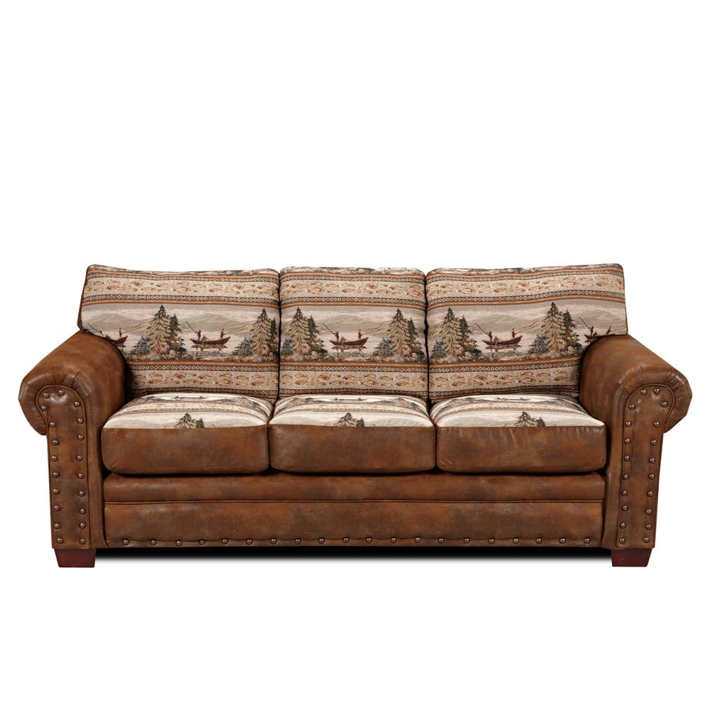 Alpine Brown Rustic Lodge Sleeper Sofa