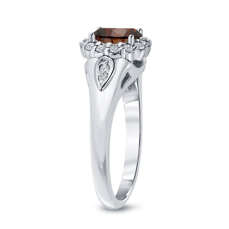 Auriya 1 1/4ct TDW Round Brown Diamond Halo Engagement Ring 14k Gold (H-I, SI1-SI2)