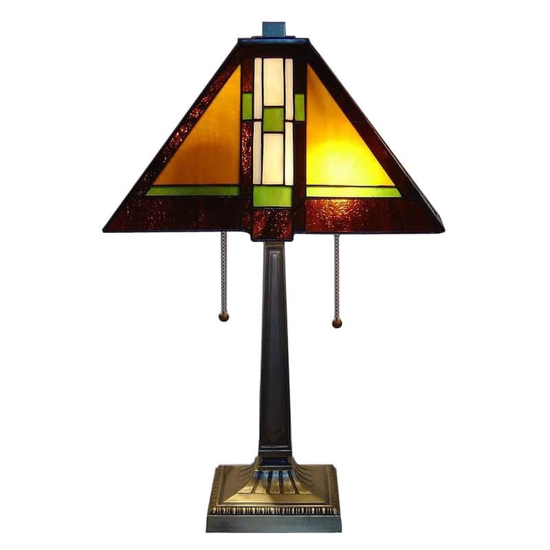 Tiffany-style Mission Aztec Table Lamp