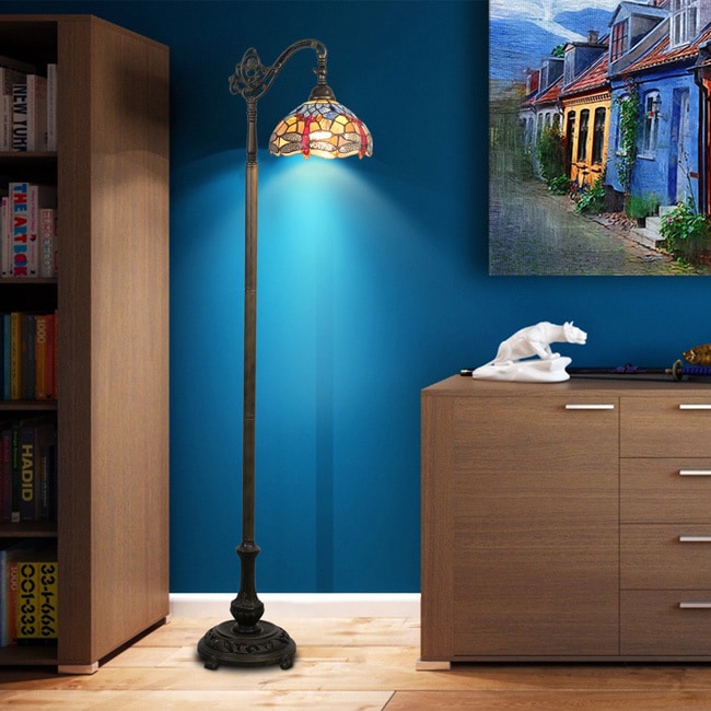 Tiffany-style Dragonfly Bridge Floor Lamp