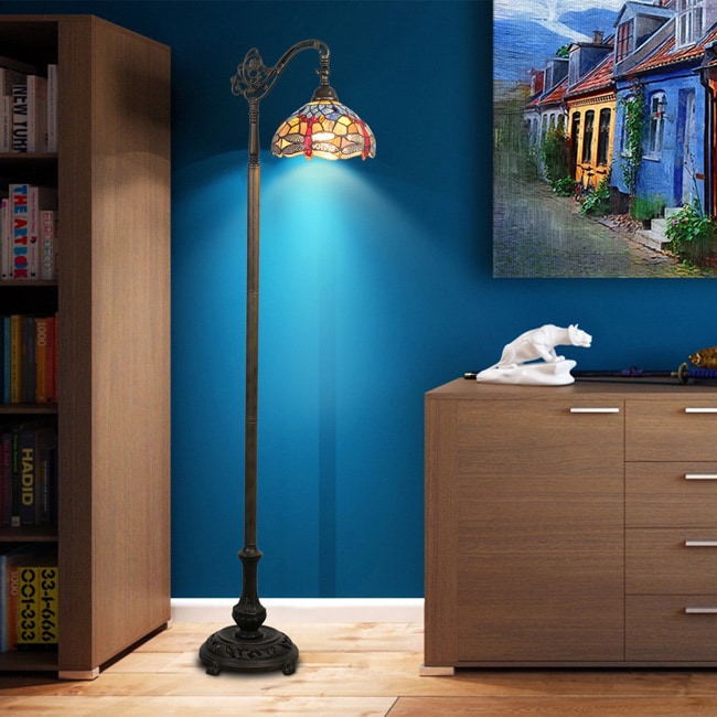 Tiffany-style Dragonfly Bridge Floor Lamp