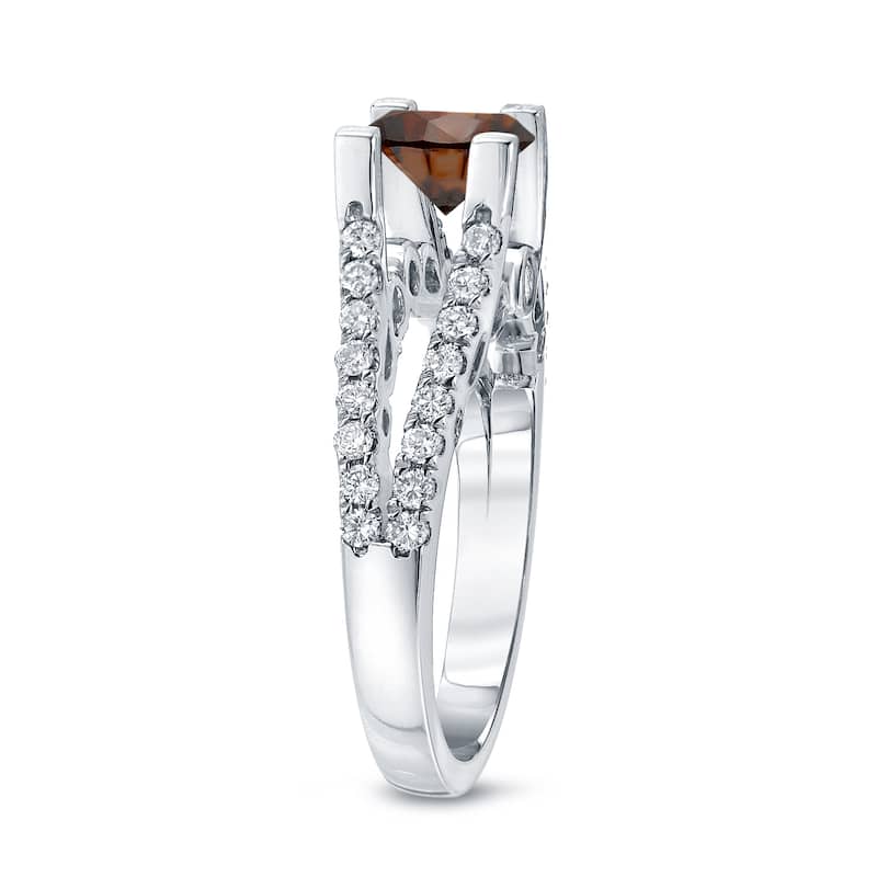 Auriya Unique Split Shank 1 1/2ct TDW Round Brown Diamond Engagement Ring 14k Gold (H-I, SI1-SI2)