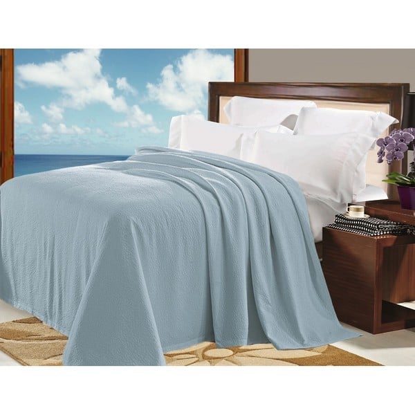 Shop Natural Comfort Matelasse Blanket Coverlet In Water Blue