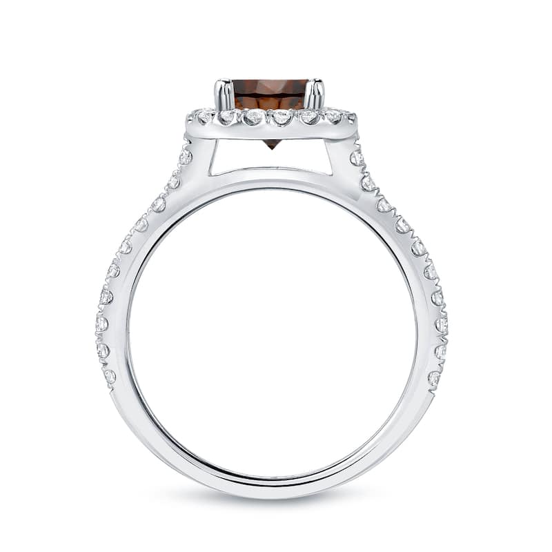 Auriya 14k Gold 1 7/8ctw Halo Brown Diamond Engagement Ring