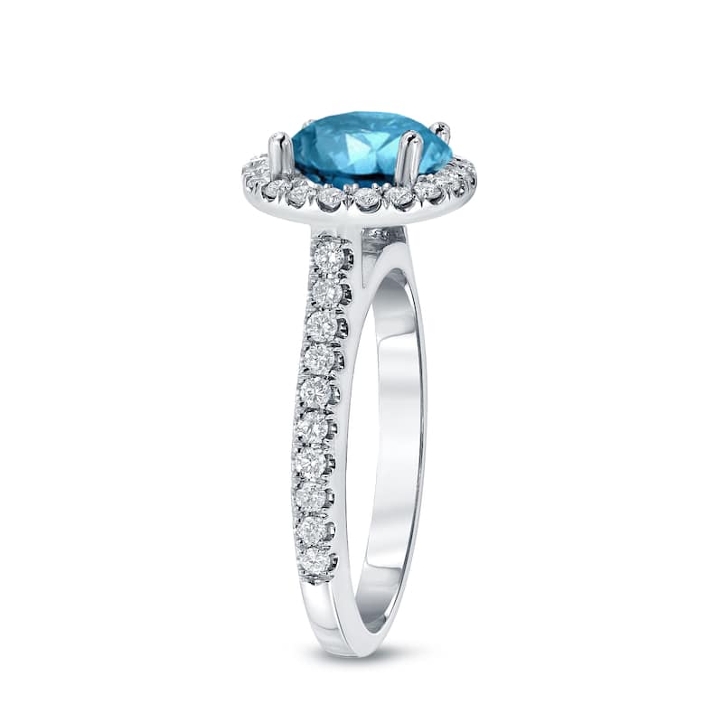 Auriya 14k Gold 2 2/5ct TDW Round Blue Halo Diamond Engagement Ring