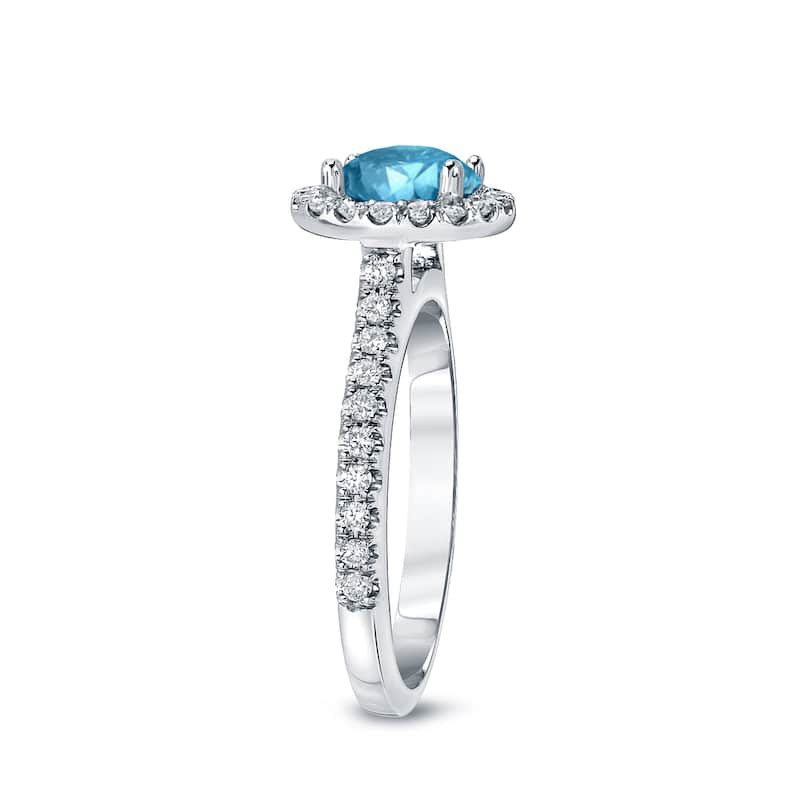 Auriya 14k Gold 1 7/8ctw Round Halo Blue Diamond Engagement Ring