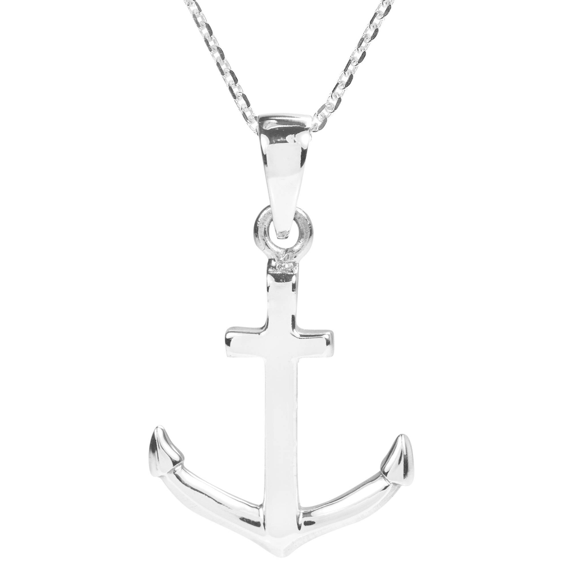 Plain Anchor Nautical Rope Charm .925 Sterling Silver Pendant
