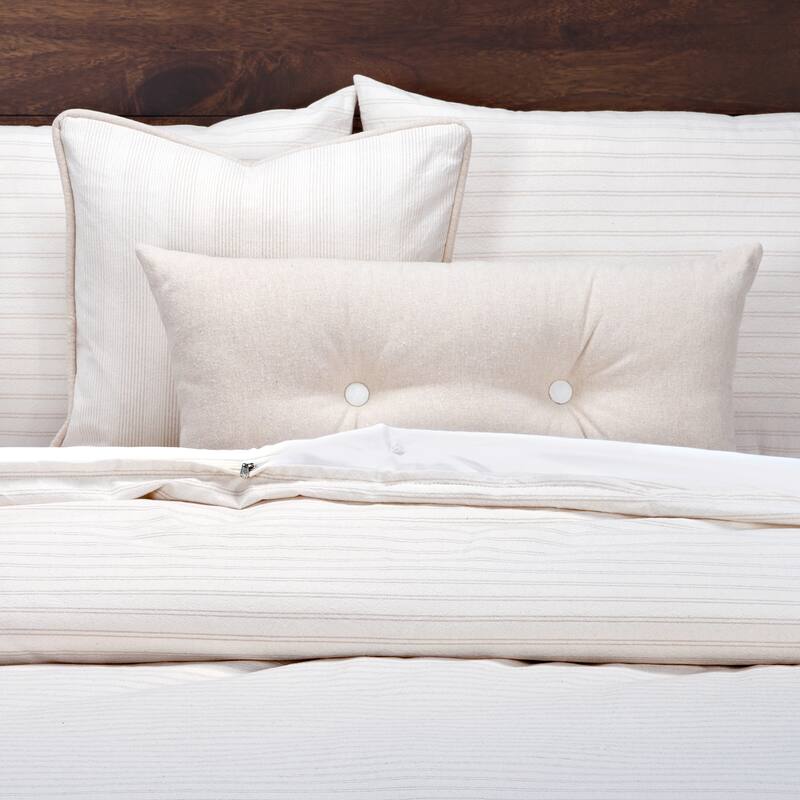 Siscovers Luxury Ticking Stripe Barley Farmhouse Cotton-Blend Down Alt Duvet Set - Cream