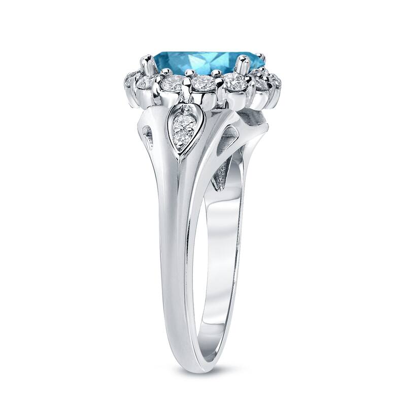 Auriya 14k Gold 3 1/3ctw Round Halo Blue Diamond Engagement Ring (H-I, SI1-SI2)