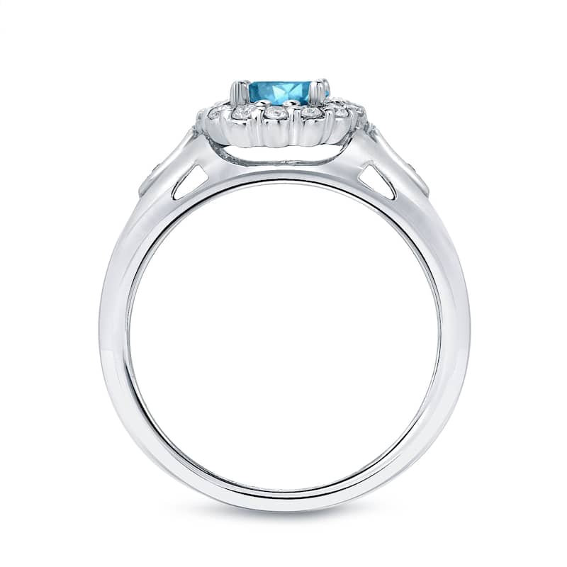 Auriya 1 1/4ctw Round Halo Blue Diamond Engagement Ring 14k Gold