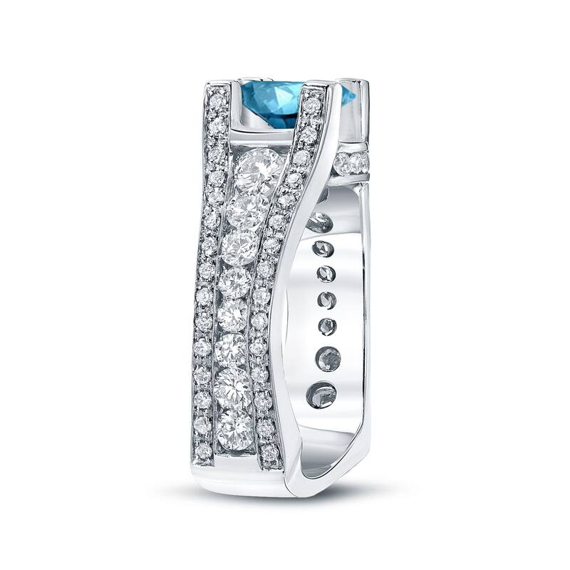 Auriya 14k Gold 3 1/4ctw Modern Blue Diamond Engagement Ring
