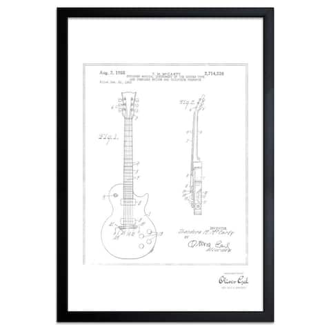 Oliver Gal'Gibson Les Paul Guitar, 1955, Silver Metallic' Framed Art