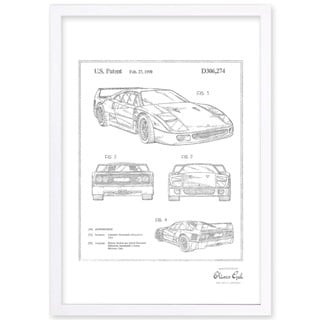 Oliver Gal'_Ferrari F40 1990, Silver Metallic' Framed Art - Bed Bath ...