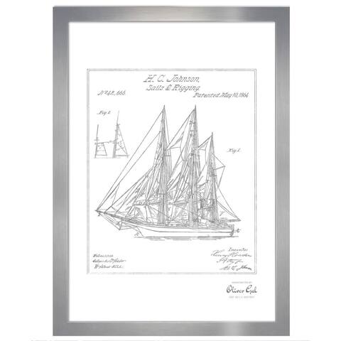 Oliver Gal 'Sail and Rigging 1864, Silver Metallic' Framed Art