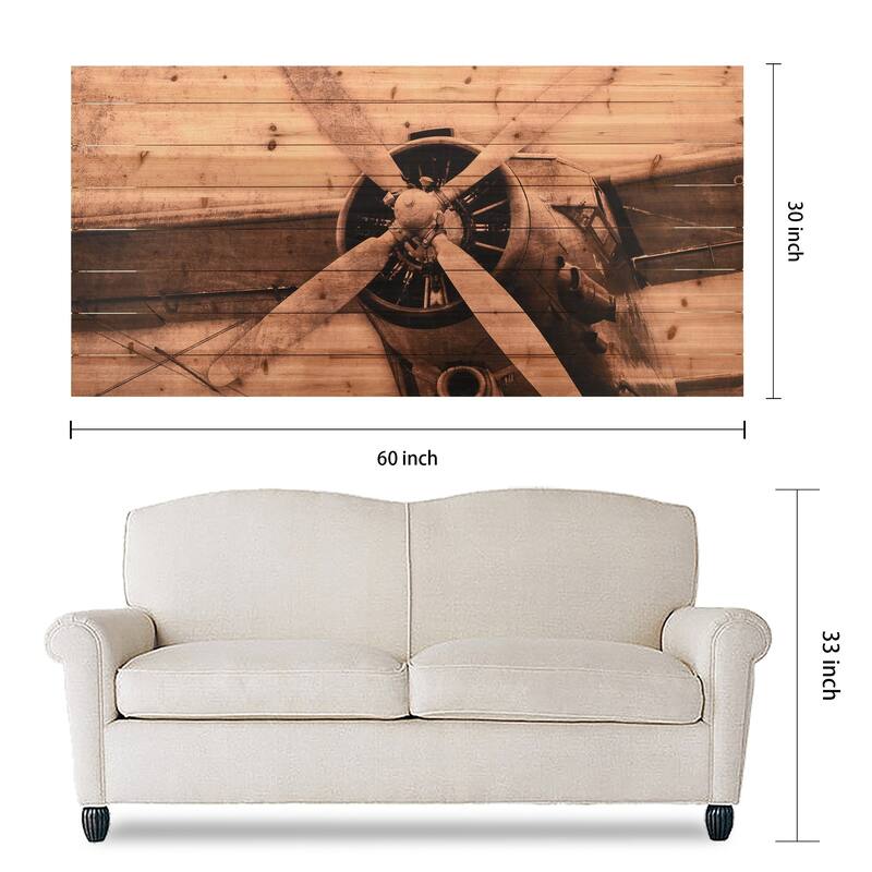 "Plane Propeller" Arte de Legno Digital Print on Solid Wood Wall Art