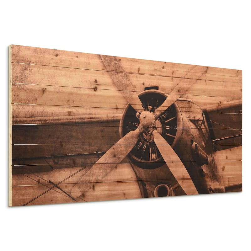"Plane Propeller" Arte de Legno Digital Print on Solid Wood Wall Art