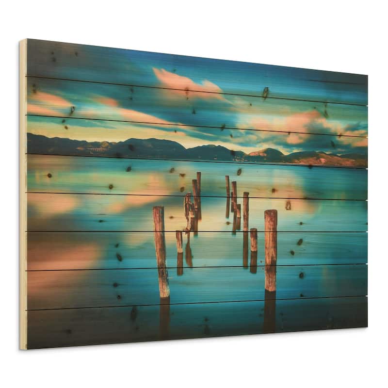 Evening Light Wall Art Giclee Printed On Solid Fir Wood Planks
