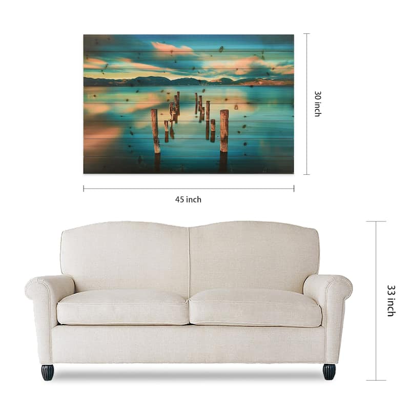 Evening Light Wall Art Giclee Printed On Solid Fir Wood Planks