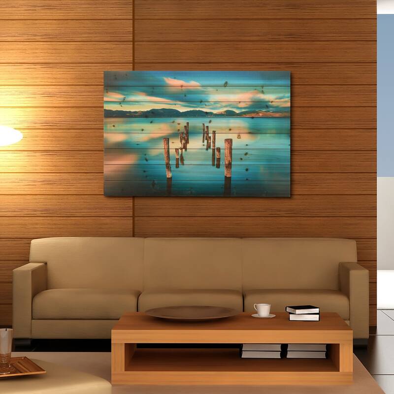 Evening Light Wall Art Giclee Printed On Solid Fir Wood Planks