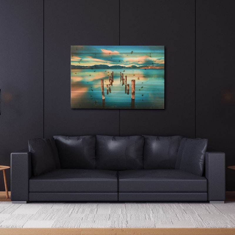 Evening Light Wall Art Giclee Printed On Solid Fir Wood Planks