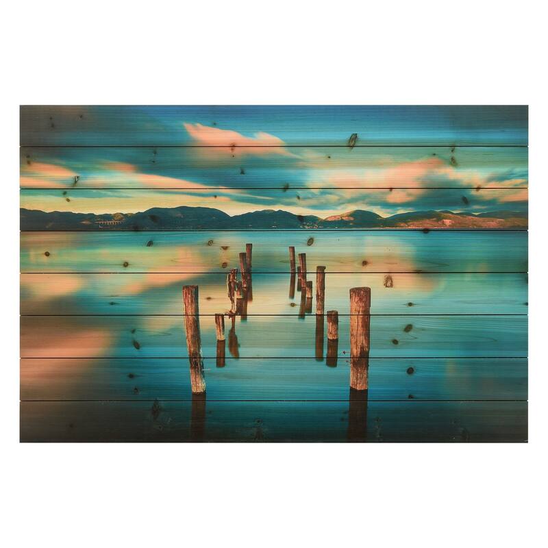 Evening Light Wall Art Giclee Printed On Solid Fir Wood Planks