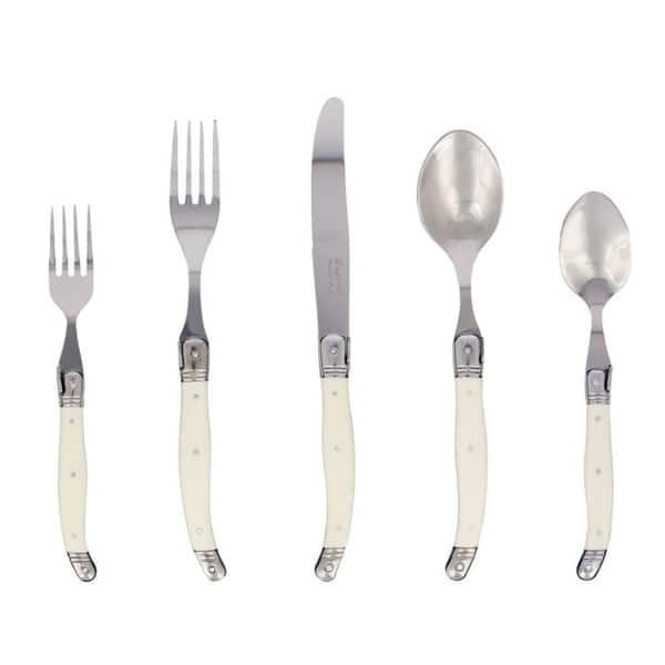 slide 2 of 4, 20-piece Laguiole Faux Ivory Flatware Set by French Home (Service for 4)