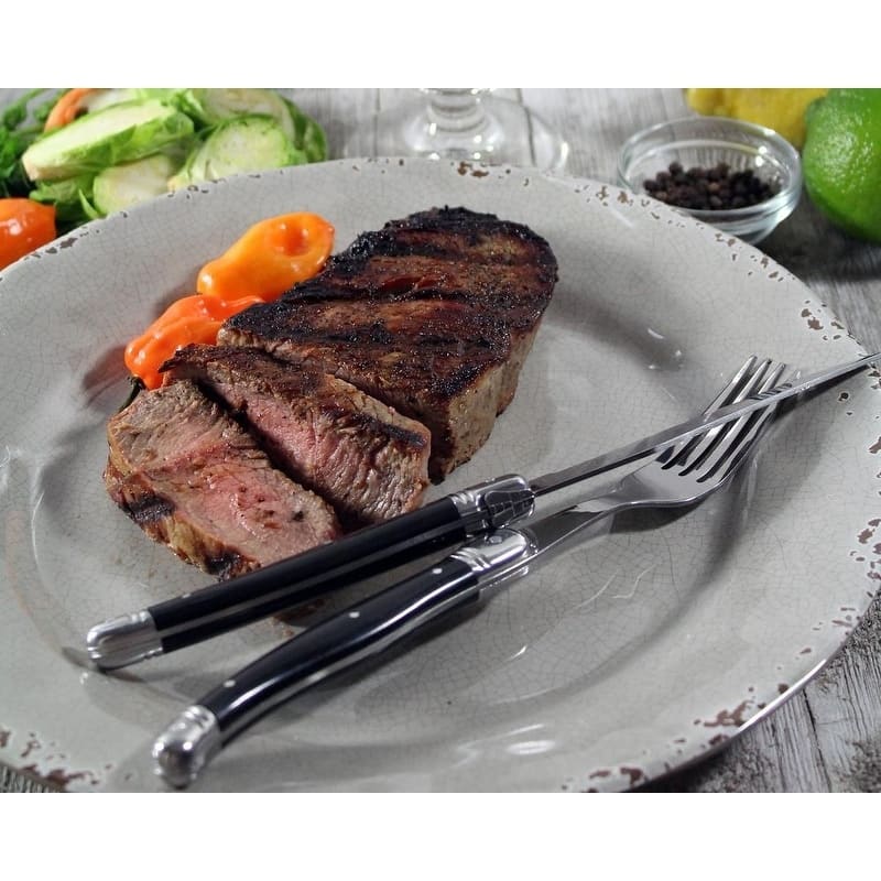 French Home 8 Piece Laguiole Faux Onyx Steak Knife and Fork Set