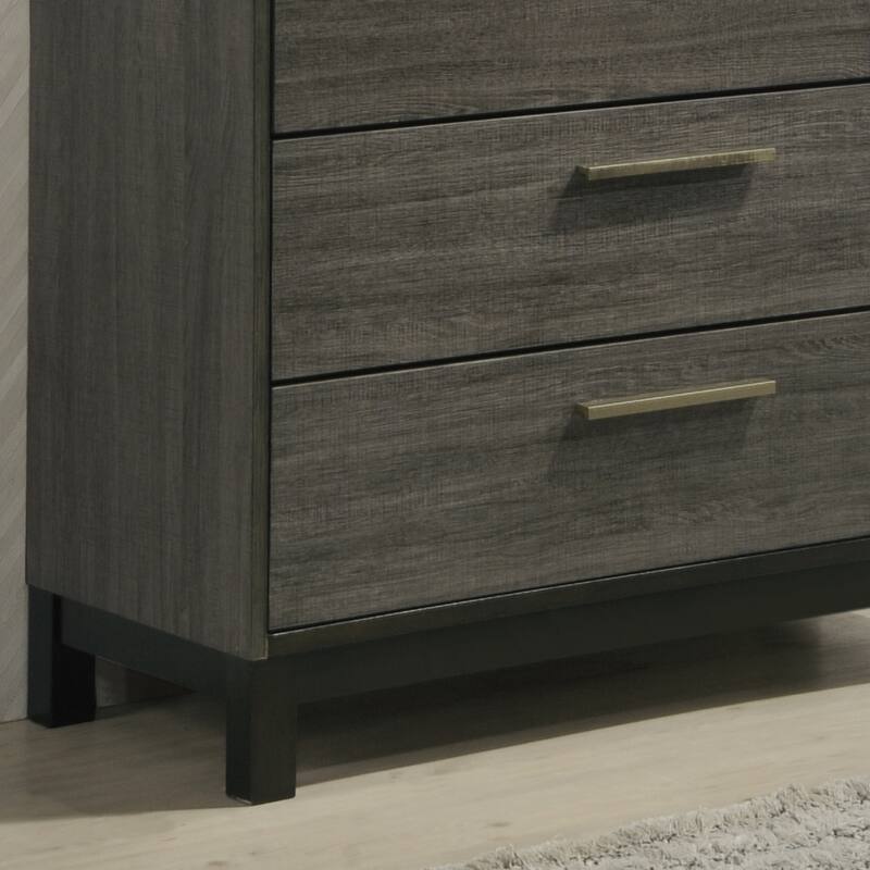 Roundhill Furniture Ioana 187 Antique Grey Finish Wood 5 Drawers Chest