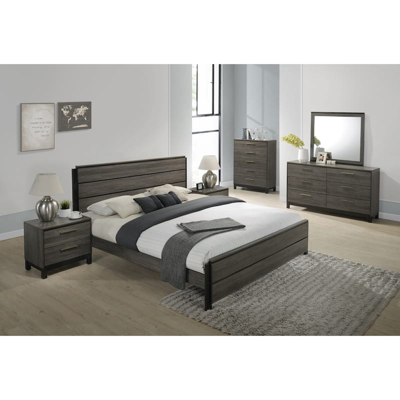 Roundhill Furniture Ioana 187 Antique Grey Finish Wood 5 Drawers Chest