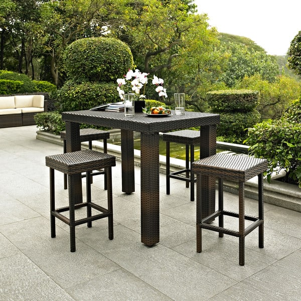 slide 2 of 8, Crosley Palm Harbor 5 Piece Outdoor Wicker High Dining Set