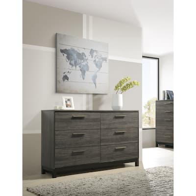 Roundhill Furniture Ioana 187 Antique Grey Finish Wood 6 Drawers Dresser