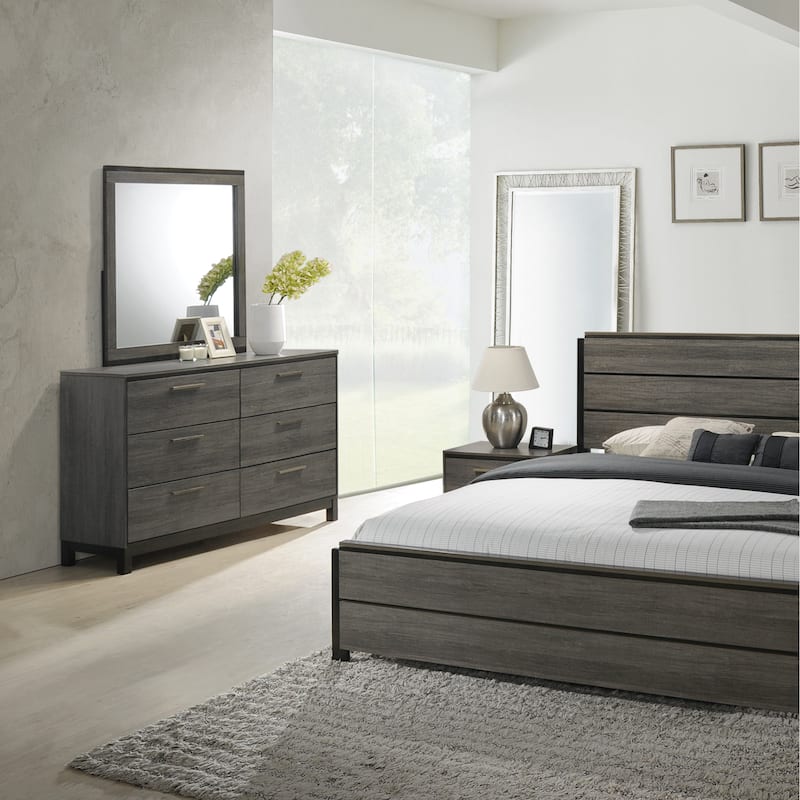 Roundhill Furniture Ioana 187 Antique Grey Finish Wood 6 Drawers Dresser